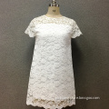 Women's polyester withe lace short sleeves dress